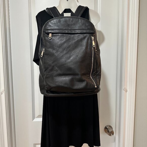 DKNY Black Sleek Soft Nappa Leather Backpack For Men or Women main image 11
